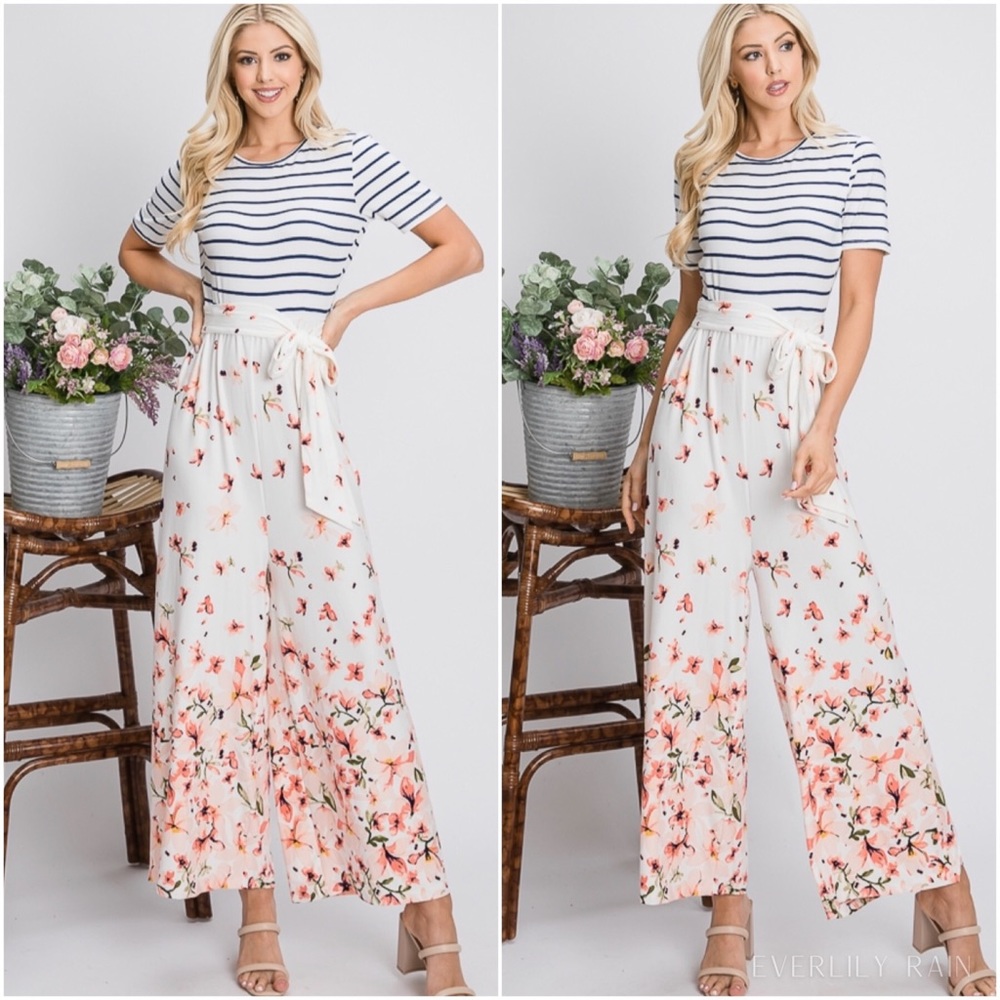 2 PK | Buttery Soft Striped & Floral Jumpsuit